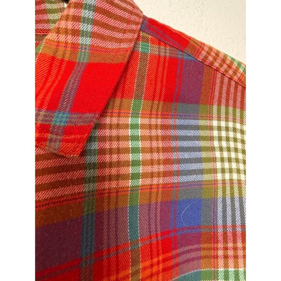 J.McLaughlin Womens Plaid Flannel Button-Down Shirt Red/Multicolor Size 8 Cotton - Picture 4 of 8